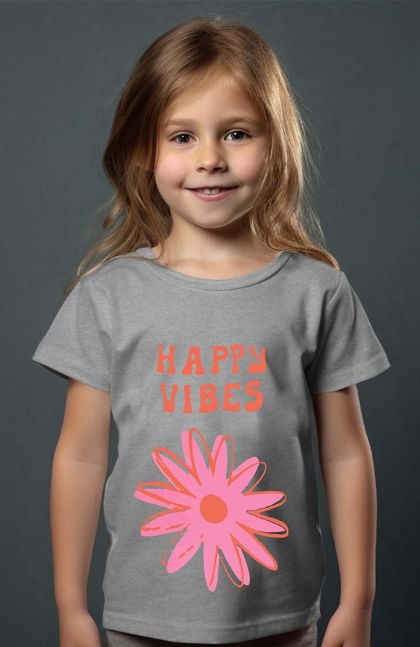 T-shirt Fille en Gros | Happy vibes fleur