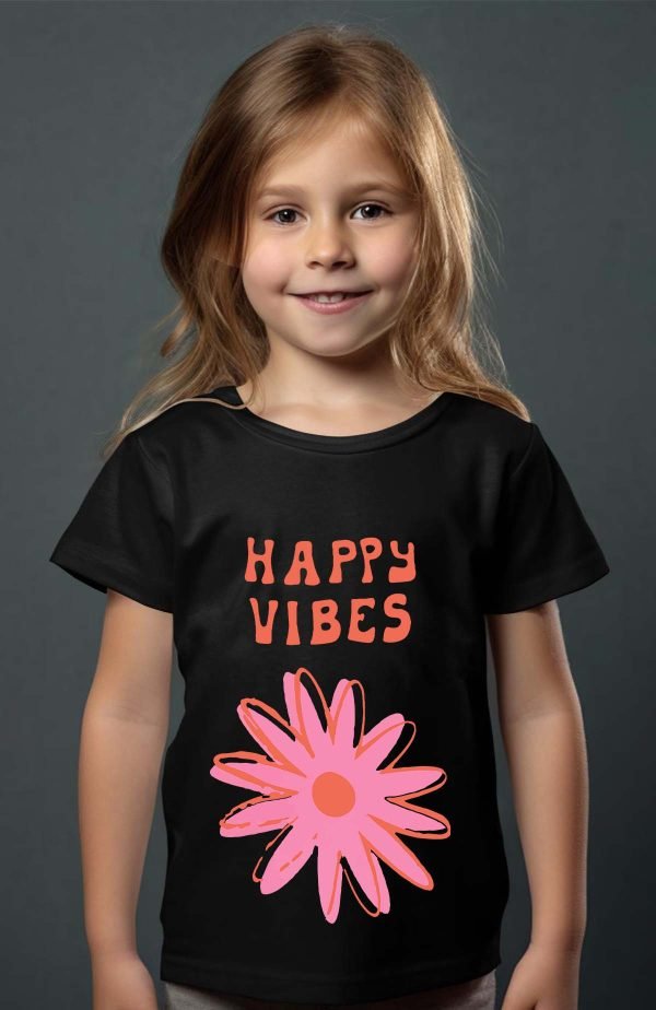 T-shirt Fille en Gros | Happy vibes fleur