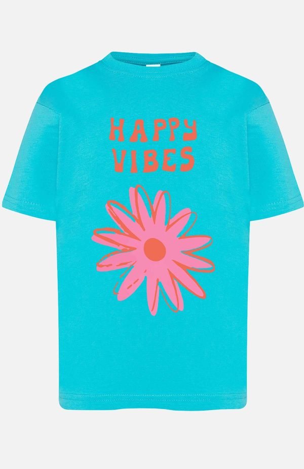 T-shirt Fille en Gros | Happy vibes fleur