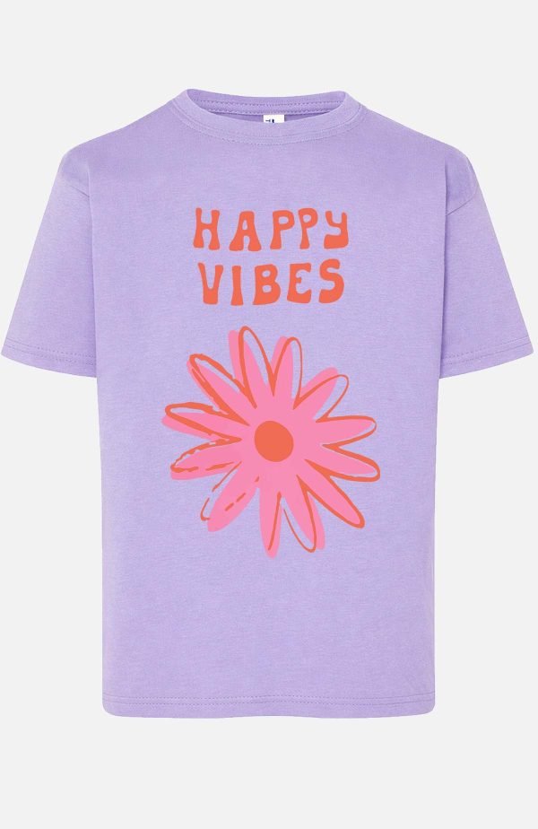 T-shirt Fille en Gros | Happy vibes fleur
