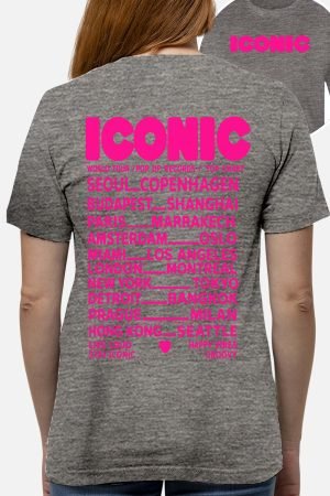 iconic Fluo Rose – Tshirt Femme – Gris