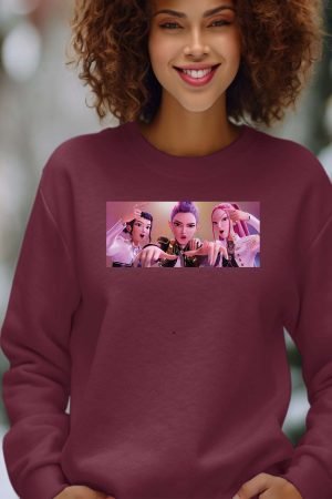 kpop Girls – Sweat Col Rond Femme – Bordeaux