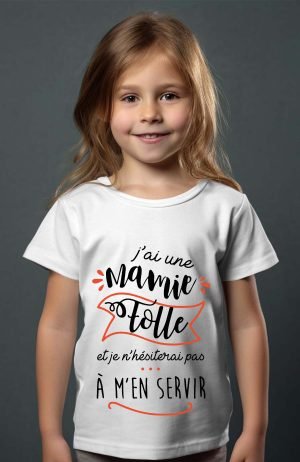 mamie Folle Servir – Tshirt Fille – Blanc