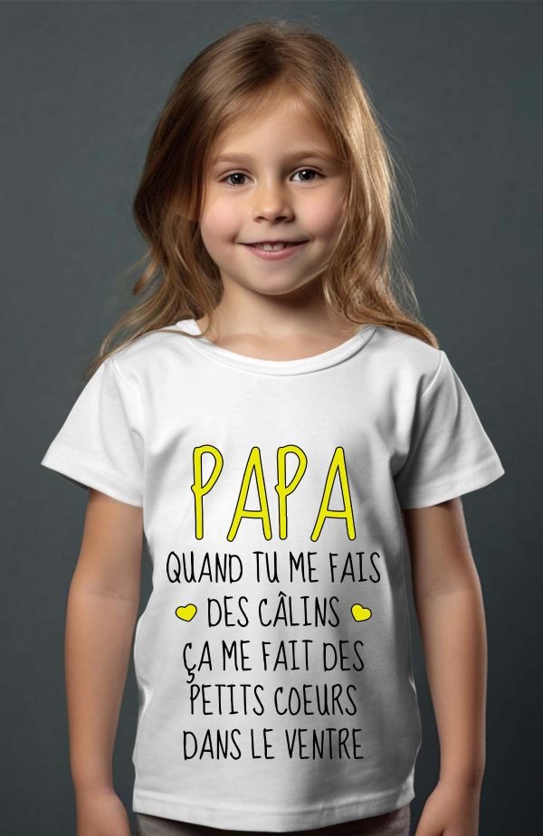 T-shirt Fille en Gros | Papa câlin cœur ventre