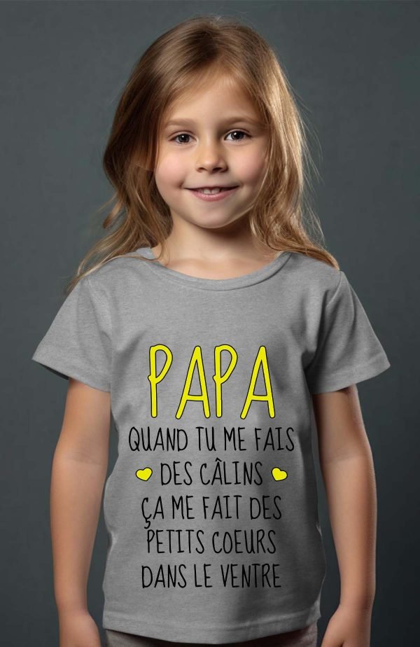 T-shirt Fille en Gros | Papa câlin cœur ventre
