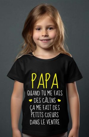 T-shirt Fille en Gros | Papa câlin cœur ventre