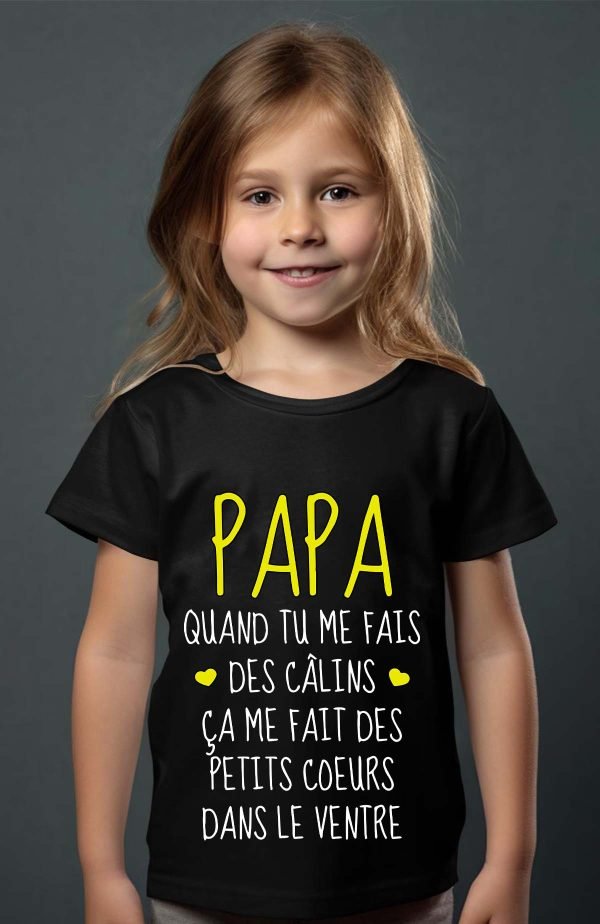 T-shirt Fille en Gros | Papa câlin cœur ventre