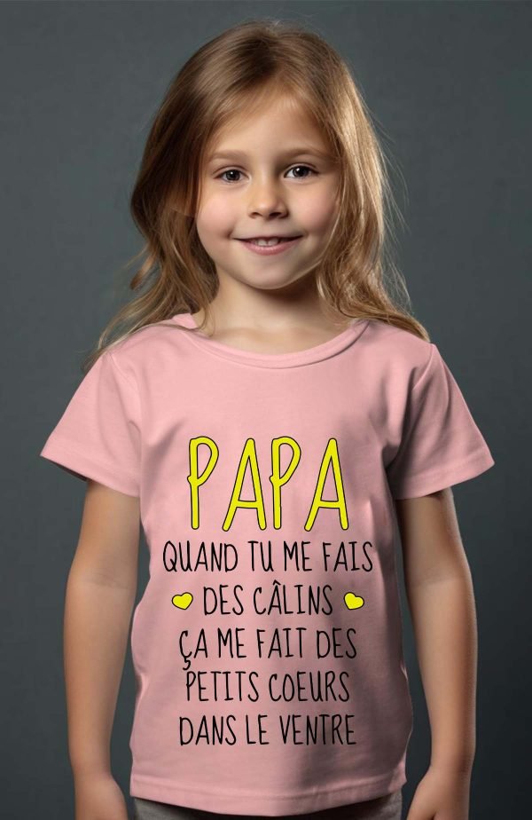 T-shirt Fille en Gros | Papa câlin cœur ventre