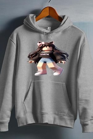 rob coquette – Sweat capuche Fille – Gris