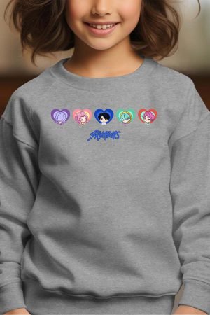 sajaboys coeur V2 – Sweat Col Rond Fille – Gris