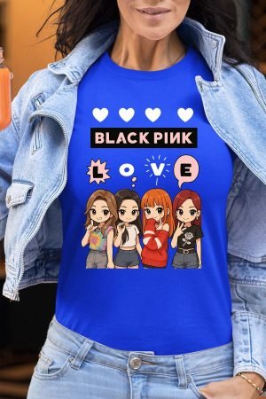 Black Pink Love – Tshirt Femme – Bleu Roi