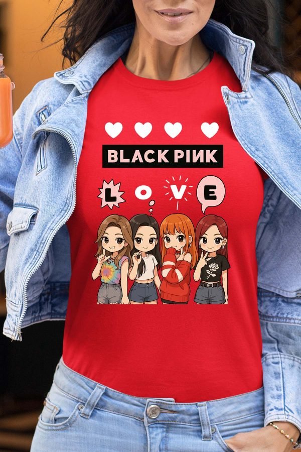 Black Pink Love - Tshirt Femme