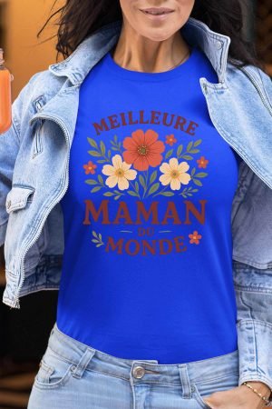 Maman World – Tshirt Femme – Bleu Roi