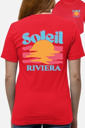 Soleil Riviera Bleu – Tshirt Femme AR – Rouge