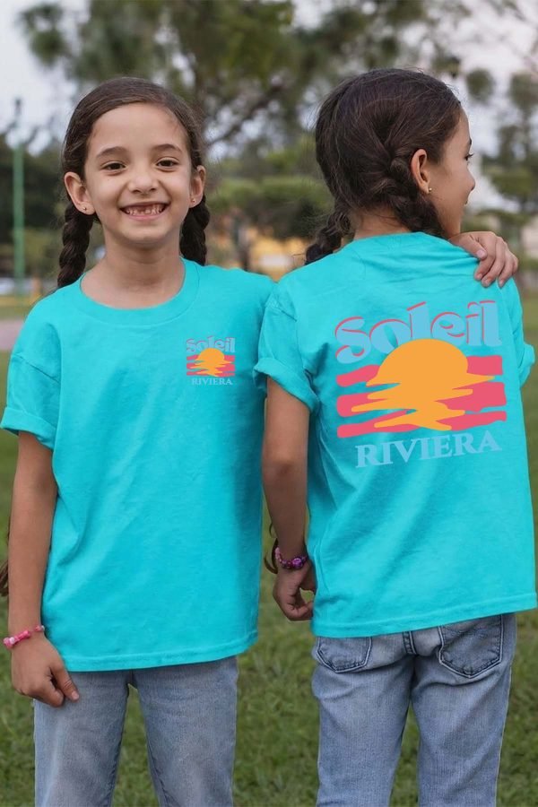 T-shirt Fille en Gros | Soleil Riviera Bleu
