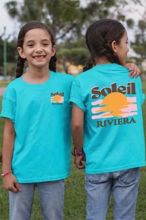 Soleil Riviera Marron – Tshirt Fille AR – Turquoise