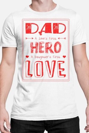 T-shirt Homme – Dad Hero Love – Blanc