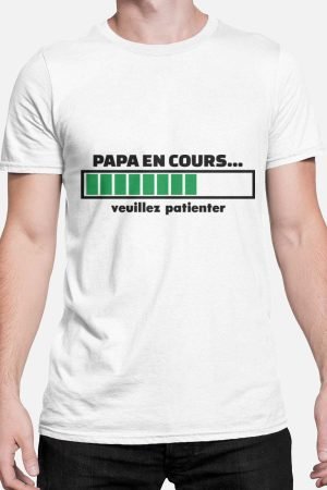 T-shirt Homme – papa en cours – Blanc