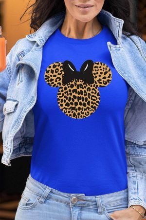 leopard Noeud – Tshirt Femme – Bleu Roi