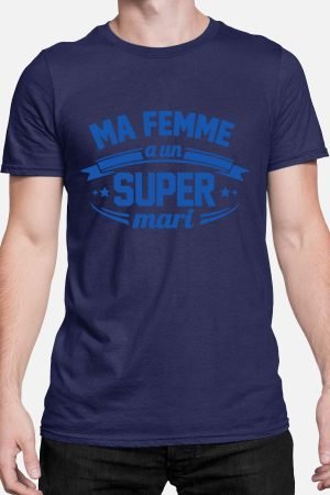 ma femme super mari – Tshirt Homme – Marine