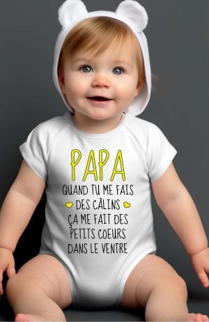 Body Bébé en Gros | Papa calin coeur ventre